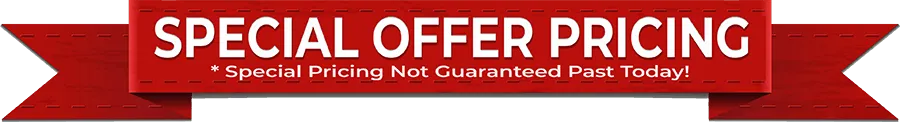 Phytomem One special offer pricing discount ribbon banner. Features promotional text stating special pricing not guaranteed past today for weight loss supplement buyers in the USA.